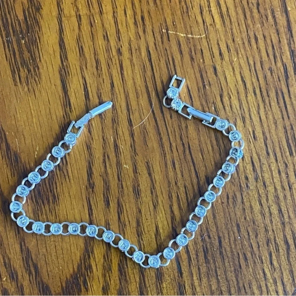 Sterling Silver Clear Crystal Tennis Bracelet - White